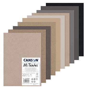Imagem de CANSON Mi-Teintes, Folhas Soltas de Papel de Cor 160g/m², Cores Cinza, Tamanho A4, 10 Folhas