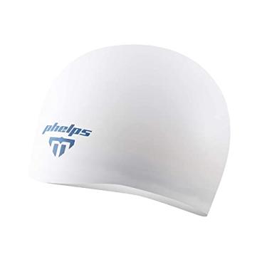 Imagem de Touca de Silicone Phelps Dome Race 2.0 Branco/Marinho
