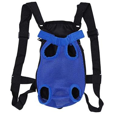 Imagem de Mochila para transporte de animais de estimação, 8 tipos de mochila de cinco furos para cães de estimação, bolsa de transporte frontal (azul escuro P)