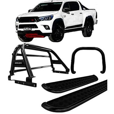 Imagem de Kit quebra mato+Estr Chapa+Santo Ant DUPLO Hilux 16/20 Preto