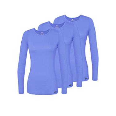 Imagem de Pacote com 3 cuecas Adar Underscrubs para mulheres – Camiseta confortável de manga comprida, Ceil Blue, Small
