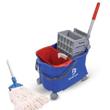 Imagem de Balde Espremedor para Mop Úmido Doblô 20 l Flex Azul + Mop Completo Bralimpia