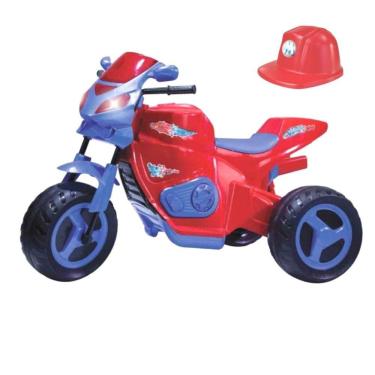 Imagem de Moto Elétrica Infantil MAX Turbo Vermelha 6V com Capacete Tricículo Motorizado Magic TOYS