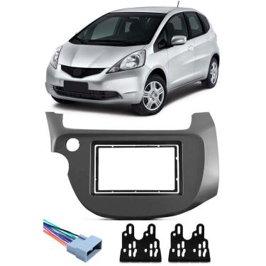 Imagem de Moldura De Painel 2 Din Honda New Fit 2009 2010 2011 2012 2013 Para CD DVD 2 Dins + Con...