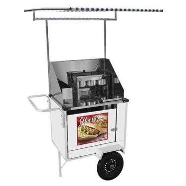 Imagem de Carrinho Hot Dog Simples com Rodas Pneumáticas e Toldo - Cefaz