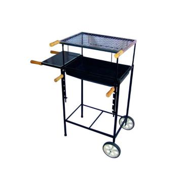 Imagem de Kit Churrasqueira Retangular Regulável Rodas Pedra Grelha P