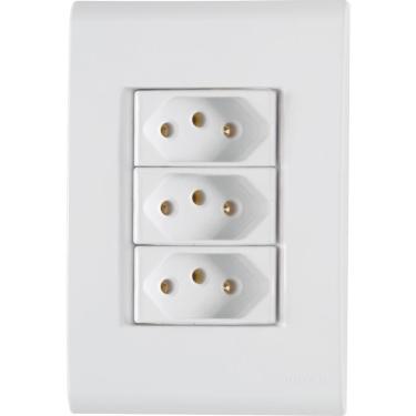 Imagem de Conj 4x2 3 Tomadas 2p+t 20 A 250 V Tramontina Liz Branco