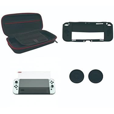 Imagem de Kit Proteção Nintendo Switch Oled 5 em 1 Case Película Caps Capa