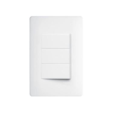 Imagem de Interruptor Simples Triplo Fame Habitat com Placa 4x2 Branco