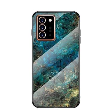 Imagem de OIOMAGPIE Capa de telefone de vidro temperado com padrão de textura de mármore criativa para Samsung Galaxy Note 20 10 9 8 Ultra Pro Plus capa traseira, capa fina antiqueda legal (azul, nota 9)