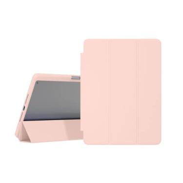 Imagem de ZiEuooo Capa protetora de silicone transparente simples leve fina para tablet Samsung Galaxy A7 Lite A8 S6 Lite S7 Plus FE S8 Plus Ultra (S7 FE T730 T733, rosa)