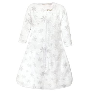 Imagem de Hudson Baby Saco de dormir de pelúcia unissex para bebê, saco, cobertor, flocos de neve de manga comprida, 12 a 18 meses
