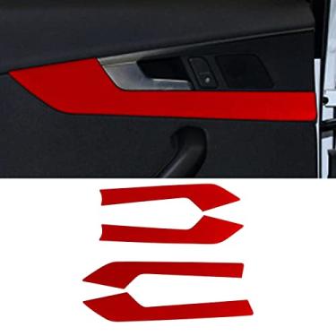 Imagem de JEZOE Acabamento da tampa da decoração do apoio de braço da maçaneta da porta interna envoltório de camurça, para Audi A4l 2017 2018 2019 2020 2021 Acessórios para o interior do carro
