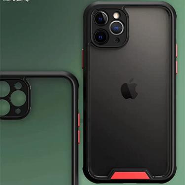 Imagem de Capa protetora transparente à prova de choque para iPhone 13 12 11 Pro Max X XR XS Max 7 14 Plus Capa de proteção de câmera em acrílico, preto vermelho, para iPhone 12Pro Max