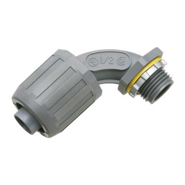 Imagem de Arlington Conector SNAP2IT de 90 graus NMLT905-10 para conduíte firme, instalação de pressão, 1,27 cm, não metálico, pacote com 10