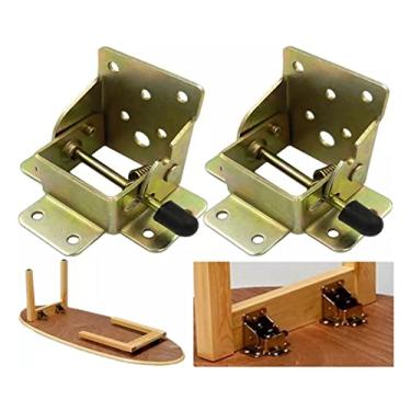 Imagem de Dobradiça com moldura dobrável de 2 peças para pernas de mesa dobráveis, bancadas de trabalho dobráveis, prateleiras de extensão de mesa dobráveis de cozinha, fechaduras de extensão dobráveis de ferro, suportes dobráveis de suporte, para pernas de mesa