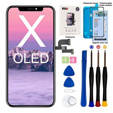 Imagem de EFAITHFIX Tela de substituição OLED para iPhone X [NÃO LCD] 5,8 polegadas digitalizador de tela sensível ao toque 3D conjunto com kit de ferramentas de reparo adesivo à prova d'água vidro temperado para modelo A1865/A1901/A1902