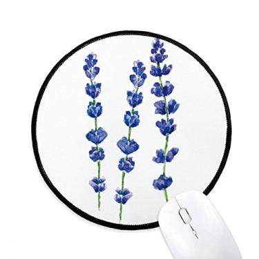 Imagem de Tapete de mouse azul lavanda flor planta de mesa tapete redondo para computador