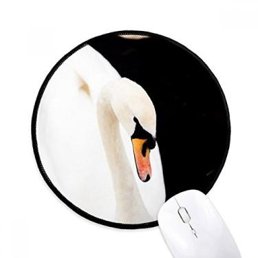 Imagem de DIYthinker Organismo Terrestre Animal Selvagem Cisne Branco Mouse Pad Desktop Escritório Tapete Redondo para Computador
