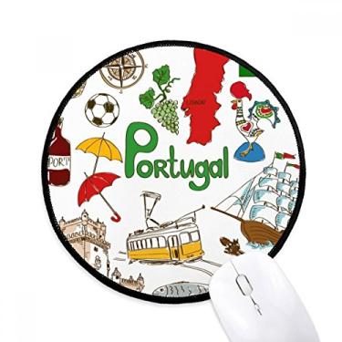 Imagem de DIYthinker Tapete de rato bandeira nacional de animais de Portugal para mesa de escritório tapete redondo para computador