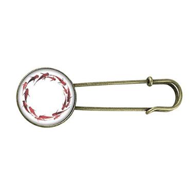 Imagem de Broche chinês vermelho carpa peixe animal retro metal broche broche clipe jóias
