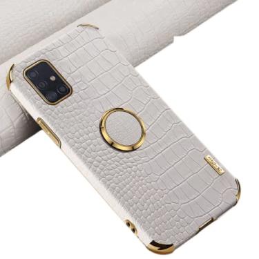 Imagem de Para Samsung Galaxy A82 A02S A71 A42 A12 A21S A32 A51 A11 A50S A70S A72 A52 A41 J2 J5 A22 5G 4G Capa de telefone com padrão de crocodilo suporte de anel antiqueda (Samsung A52,branco branco