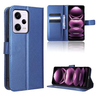 Imagem de Capas de telefone com textura de diamante compatíveis com Xiaomi Redmi Note 12 Pro 5G Capa de couro de luxo slots para cartão de visita clipe de carteira capa de telefone à prova de choque (azul, Redmi Note 12 Pro 5G)