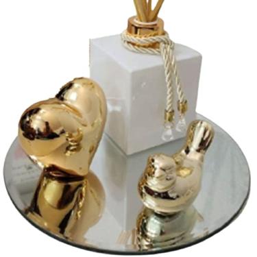 Imagem de Kit Decorativo para Sala Aromatizador Ambiente Difusor Enfeites Decorativos Bandeja Espelhada-Organizador-Branco e Dourado-Luiggi Presentes®