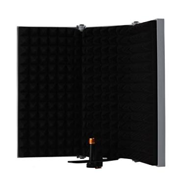 Imagem de Qudai Protetor de isolamento de microfone de gravação de estúdio profissional de 3 portas Folding Pop Filter Microphone Wind Screen com equipamento de gravação de absorção de som de espuma EVA de alta