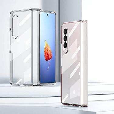 Imagem de Estojo de dupla face com tudo incluído para Samsung Galaxy Z Fold 4 5G com proteção de dobradiça e protetor de dobradiça. Capa de telefone de proteção para PC com película temperada, transparente, para Samsung Z Fold 4