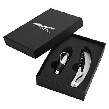 Imagem de Mimo Style Jogo Para Vinho no Estojo Com 2 Pçs, Inclui Saca-Rolhas, Anel Salva Gotas, Cortador de Lacre e Bico Dosador, Produzidos em Inox, Material Neutro e Inodoro, Resistentes e Finamente Acabados