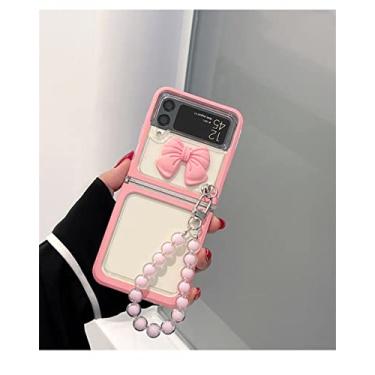 Imagem de Estojo para pulseira de pulso com miçangas de amor rosa transparente 3D para Samsung Galaxy Z Flip 3 5G Z Flip3 Zflip3 Zflip4 Flip 4 Capa, b, para Samsung Z Flip 3 5G