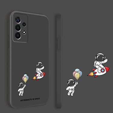 Imagem de Para Samsung Galaxy A23 Case Astronaut Square Liquid Silicone Matte Soft Shockproof Bumper Phone Cases, black2, For Samsung S21 FE