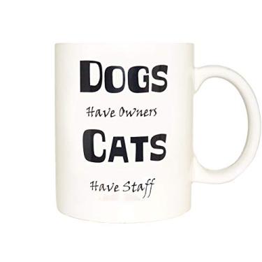 Imagem de Caneca para cães com donos de gatos, caneca de café, caneca divertida, caneca de porcelana, xícara de chá, caneca fofa, caneca branca, eu te amo