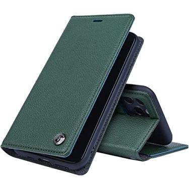 Imagem de KANUZ Capa para iPhone 13/13 Mini/13 Pro/13 Pro Max, capa protetora flip carteira de couro PU premium com [slots de cartão TPU à prova de choque (cor: verde, tamanho: 13 6,1 polegadas)