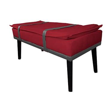 Imagem de Puff Decorativo com Cinto Cinza Suede Cores - DS Estofados