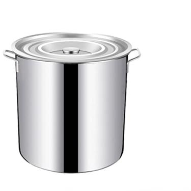 Imagem de Pote de sopa de carne refogada panela especial de aço inoxidável pote de sopa redondo barril de óleo armazenamento água ferver sopa barril de ensopado pote com tampa grande capacidade