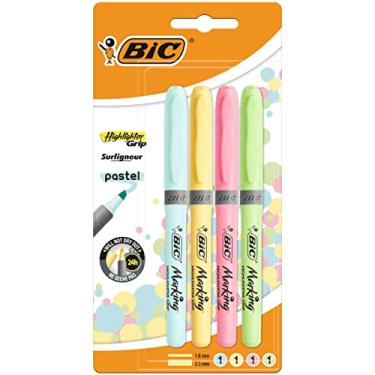 Imagem de Bic Canetas de aderência iluminador - Cores pastel sortidas, pacote com 4