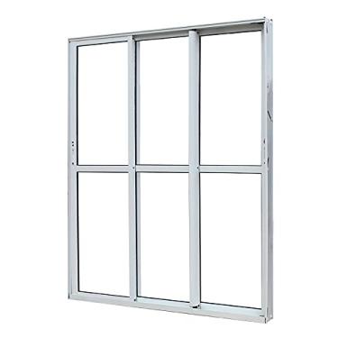 Imagem de Porta de Sacada de Correr de Alumínio Branco 3 Folhas Móveis Atlântica Magnum