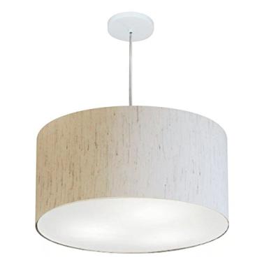 Imagem de Lustre Pendente Cilíndrico Cúpula Tecido 55x30 cm, Vivare Iluminação, Pendente4220 LLA-35, Linho Bege, Médio