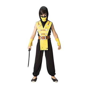 Imagem de Fantasia De Ninja Fighter Mortal Infantil Tamanho: P - 2 a 4 Anos Cor Amarelo