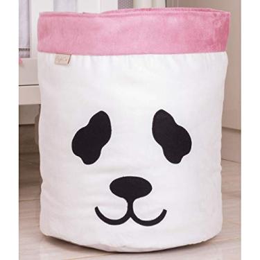 Imagem de Giz de Cor Confecções, Cesto Organizador para Brinquedos Panda, Branco/Rose
