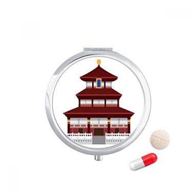 Imagem de China Architecture Temple Landmark Pattern Pill Case Pocket Medicine Storage Box Recipiente Dispenser