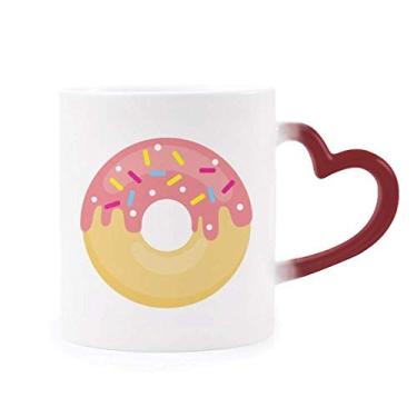 Imagem de Caneca rosa rosquinha sobremesa doce sensível ao calor caneca vermelha muda de cor grés copo