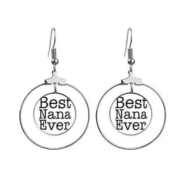 Imagem de Best Ever Brincos com padrão de letras inglesas com pingente de argola e círculo