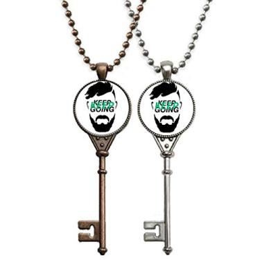 Imagem de OFFbb-USA Colar masculino Keep Face Move Forward Chaveiro Pingente Joias Decoração de Casal