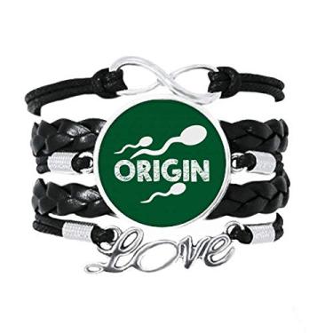 Imagem de OFFbb-USA Pulseira masculina Origin de esperma medicinal acessório amor corda de couro torcido presente