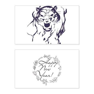 Imagem de Cartão de felicitações do festival de ano novo do Rei Tigre com mensagem de abençoar presente