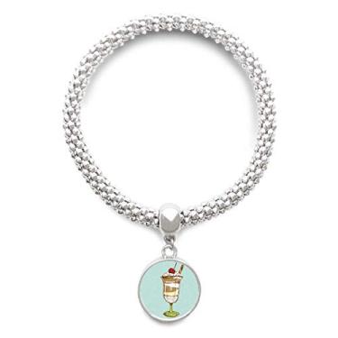 Imagem de DIYthinker Pulseira de prata com pingente de cereja de chocolate e cann, pulseira ajustável