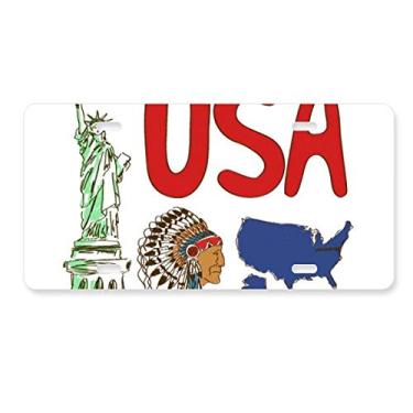 Imagem de DIYthinker Placa de licença com símbolo nacional dos Estados Unidos em aço inoxidável para decoração de carro